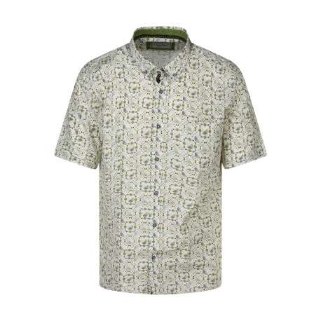 Chemise kaki à motifs avec une coupe droite et un col américain