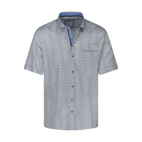 Chemise bleue à motifs avec une coupe droite et des manches courtes