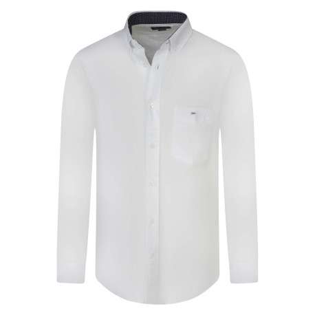 Chemise en coton blanche unie avec une coupe droite et un col américain