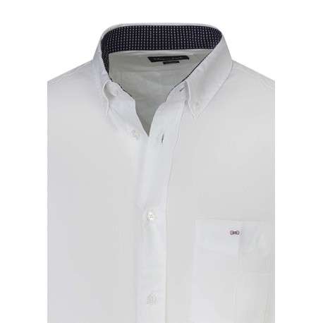 Chemise en coton blanche unie avec une coupe droite et un col américain - Image 3