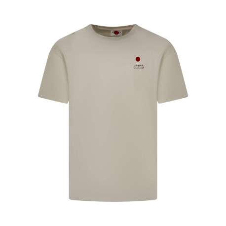 T-shirt en coton écru à coupe droite pourvu de manches courtes