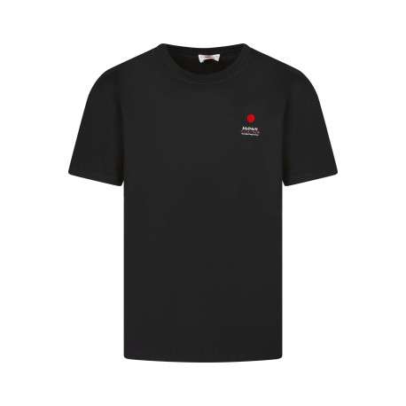 T-shirt en coton noir à coupe droite pourvu de manches courtes
