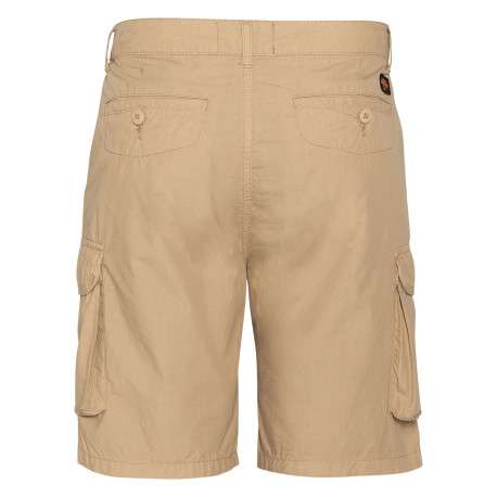 Short cargo en coton beige à coupe droite pourvu de multiples poches - Image 2