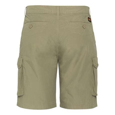 Short cargo en coton kaki à coupe droite pourvu de multiples poches - Image 2