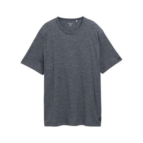 T-shirt en coton marine uni pourvu d'un col rond et d'une coupe droite