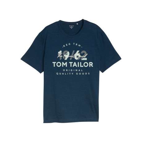 T-shirt en coton marine uni pourvu d'un col rond et de manches courtes
