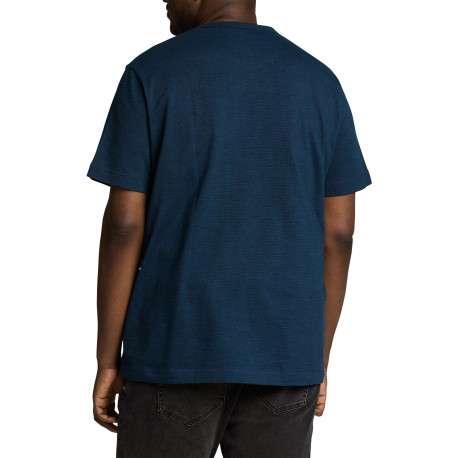 T-shirt en coton marine uni pourvu d'un col rond et de manches courtes - Image 4