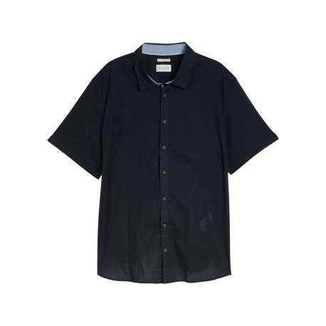 Chemise marine unie pourvue de manches courtes et d'un col français