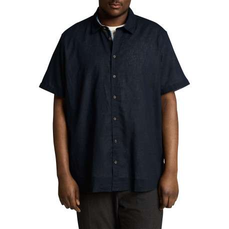 Chemise marine unie pourvue de manches courtes et d'un col français - Image 3