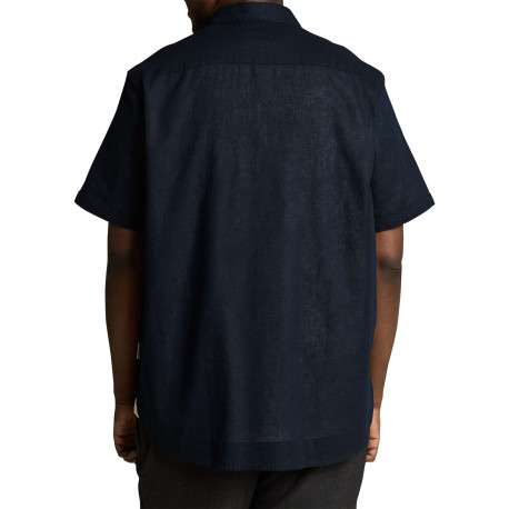 Chemise marine unie pourvue de manches courtes et d'un col français - Image 4