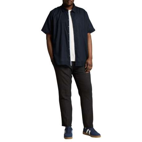 Chemise marine unie pourvue de manches courtes et d'un col français - Image 5