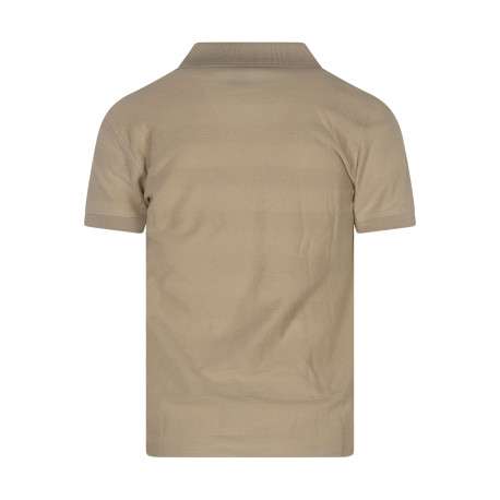 Polo en coton beige à rayures avec une coupe droite et un col à revers - Image 2