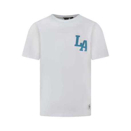 T-shirt en coton blanc uni pourvu d'un imprimé ourson et d'un col rond