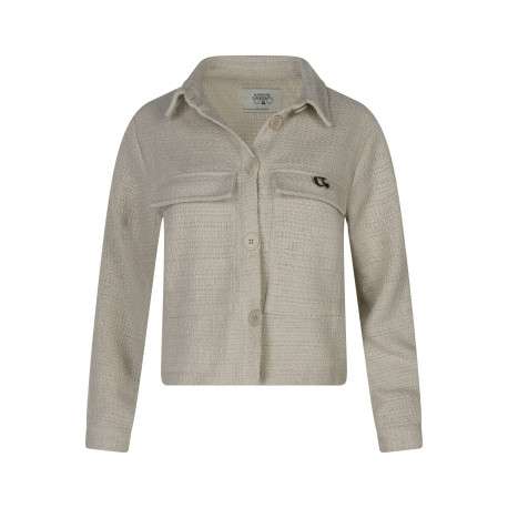 Veste beige unie pourvue d'une coupe droite et de manches longues