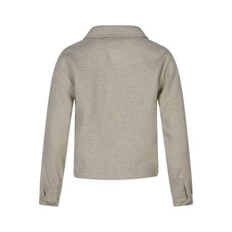Veste beige unie pourvue d'une coupe droite et de manches longues - Image 2