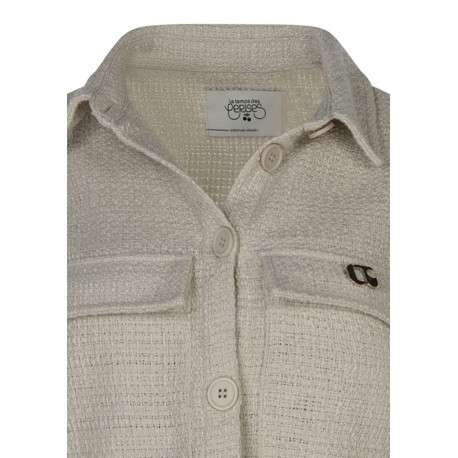 Veste beige unie pourvue d'une coupe droite et de manches longues - Image 3
