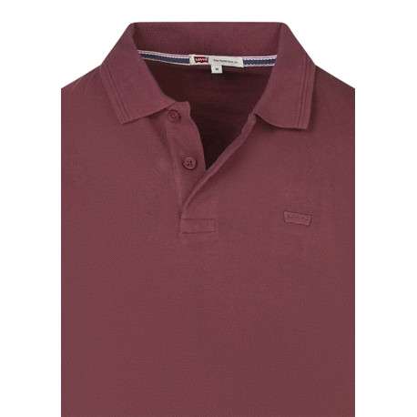 Polo en coton bordeaux uni avec une coupe droite et un col boutonné - Image 3