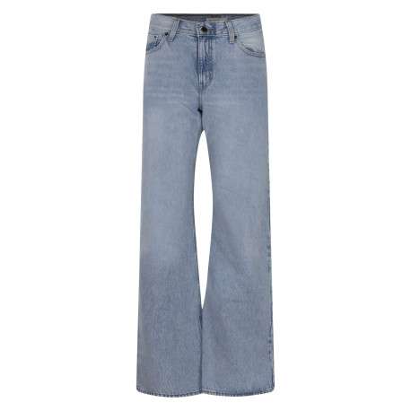 Jean Middy Loose Boot en coton bleu clair avec une coupe droite