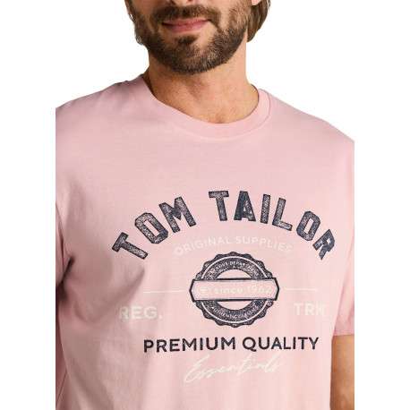 T-shirt en coton rose uni pourvu d'une coupe droite et d'un col rond - Image 6
