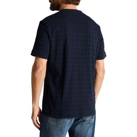 T-shirt en coton marine uni pourvu d'une poche plaquée et d'un col rond - Image 4