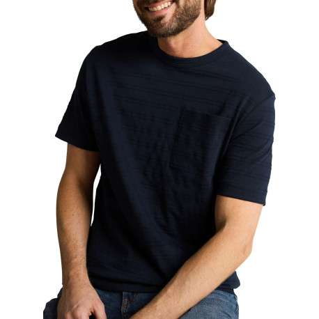 T-shirt en coton marine uni pourvu d'une poche plaquée et d'un col rond - Image 6