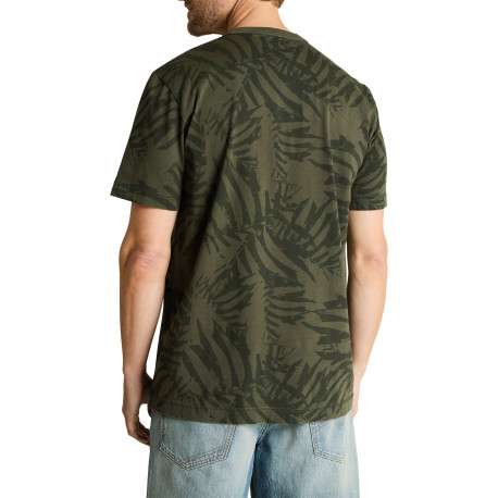 T-shirt en coton kaki à motifs pourvu d'une coupe droite et d'un col rond - Image 4
