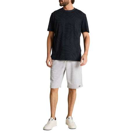 T-shirt en coton marine à motifs pourvu d'une coupe droite et d'un col rond - Image 5