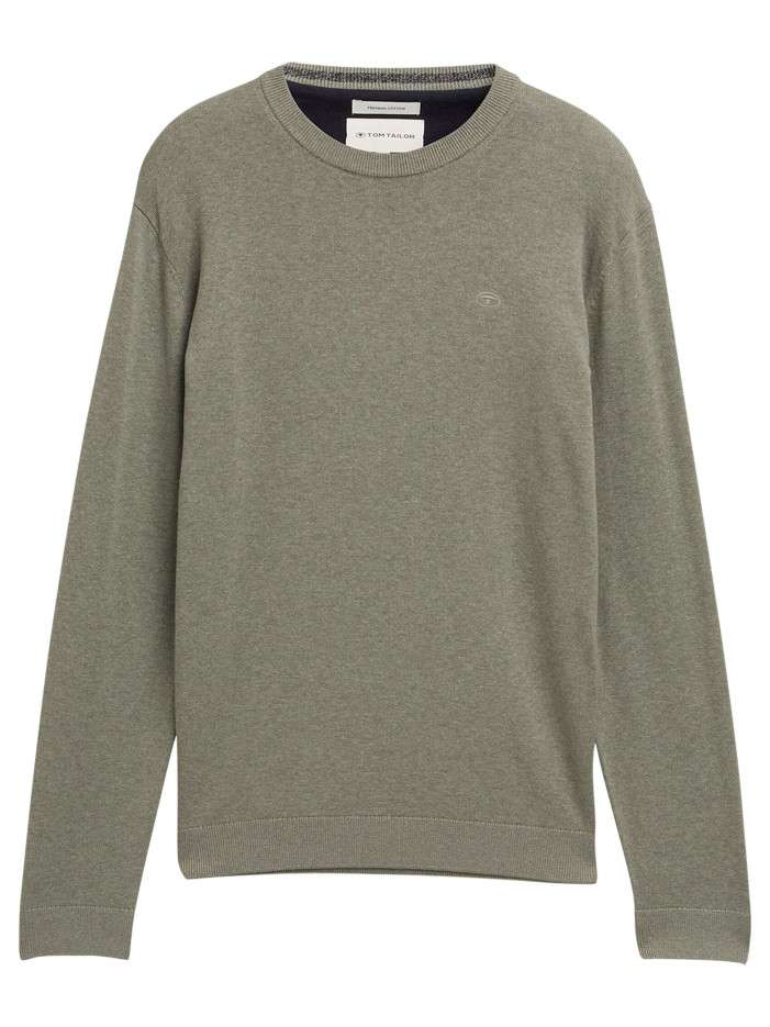 Pull en coton kaki uni...