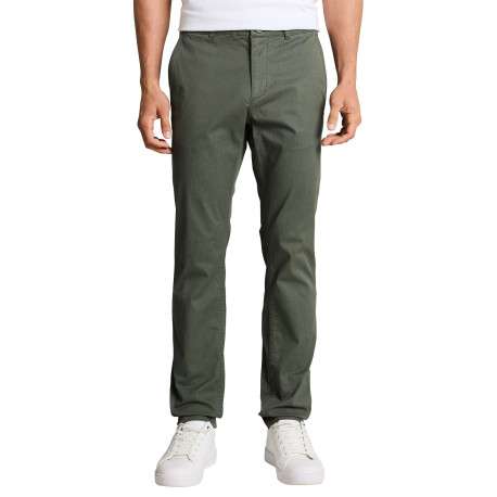 Pantalon chino en coton kaki uni pourvu de passants pour la ceinture - Image 3