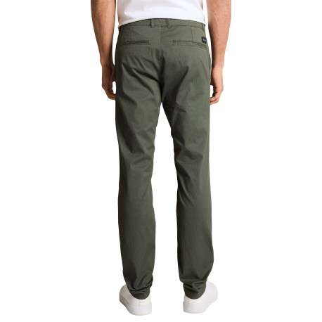 Pantalon chino en coton kaki uni pourvu de passants pour la ceinture - Image 4