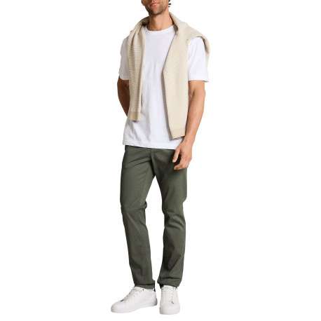 Pantalon chino en coton kaki uni pourvu de passants pour la ceinture - Image 5