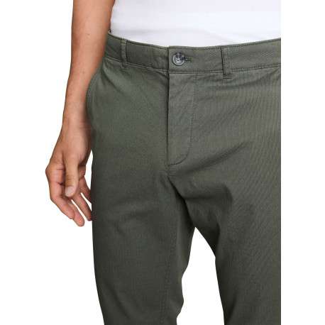 Pantalon chino en coton kaki uni pourvu de passants pour la ceinture - Image 6