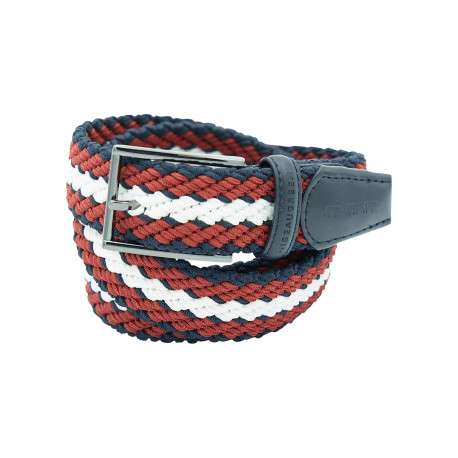 Ceinture multicolore en maille tressée pourvue d'une boucle à ardillon
