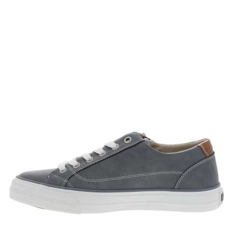 Tennis grises à semelle plate avec des lacets et un zip latéral