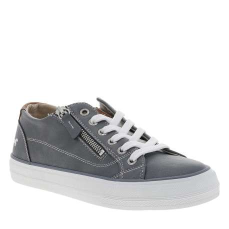 Tennis grises à semelle plate avec des lacets et un zip latéral - Image 3