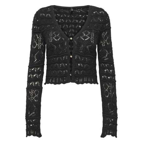 Cardigan noir uni pourvu d'une coupe droite et de manches longues