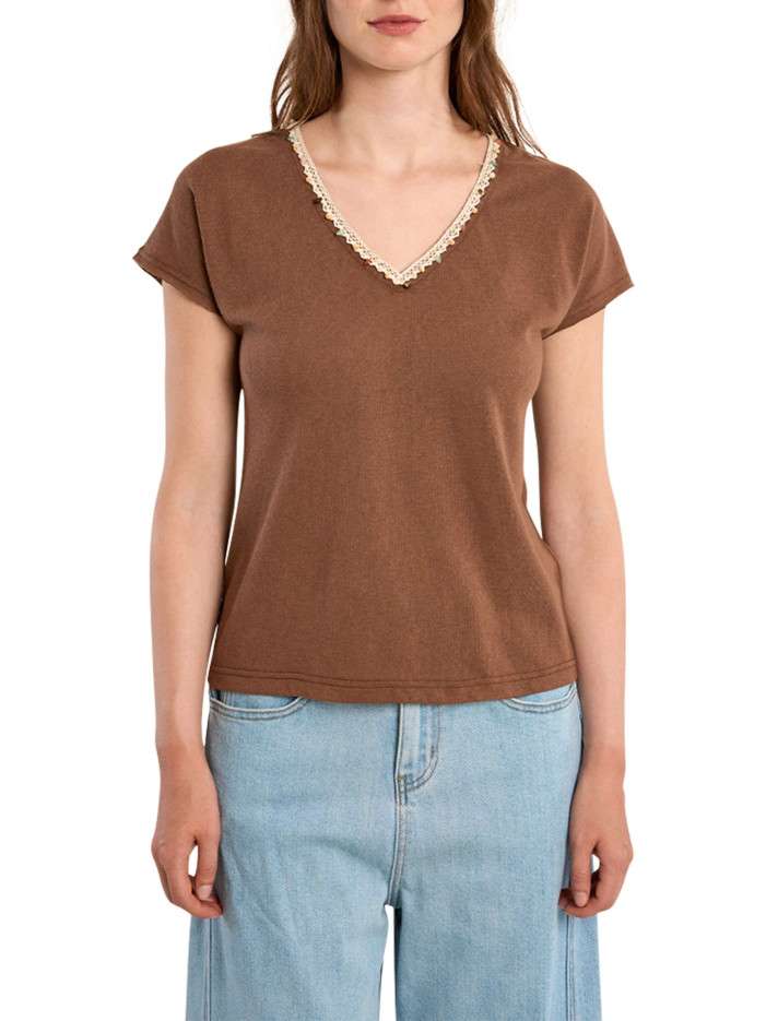 T-shirt chocolat uni pourvu...