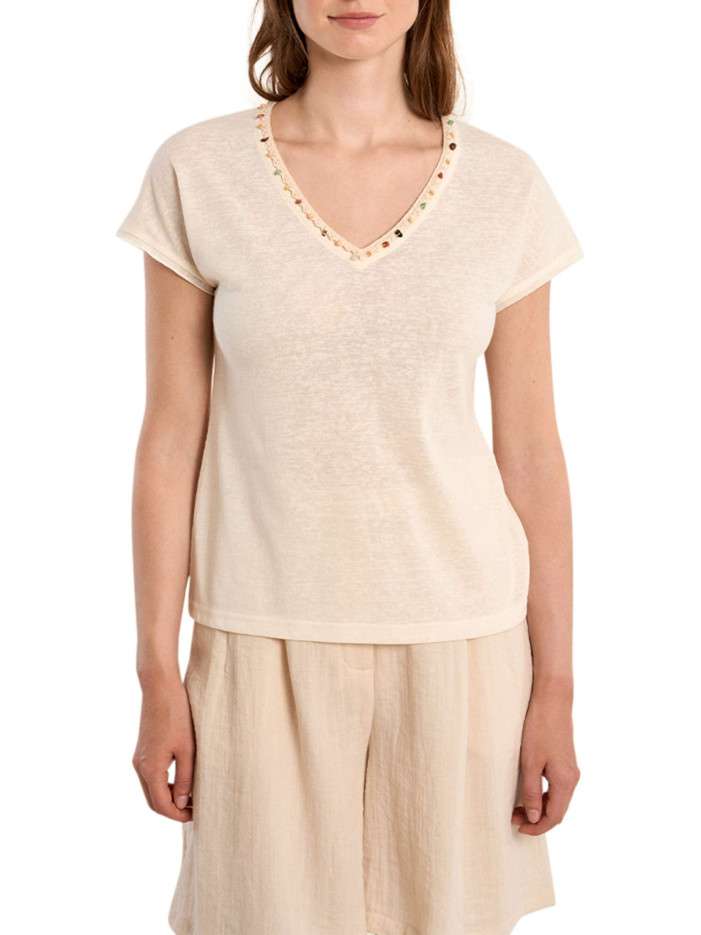 T-shirt blanc uni pourvu...