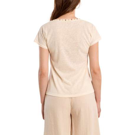 T-shirt blanc uni pourvu d'une coupe droite et de manches courtes - Image 2
