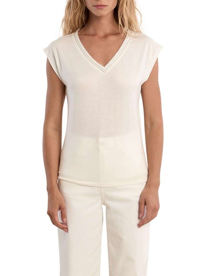 T-shirt blanc uni pourvu de...