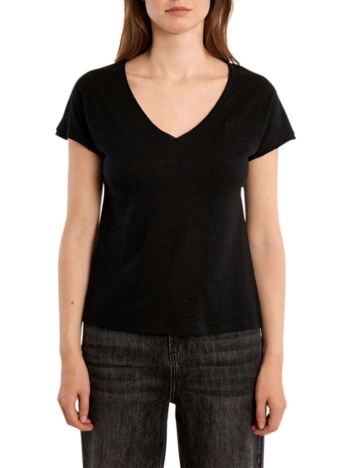 T-shirt noir uni pourvu...