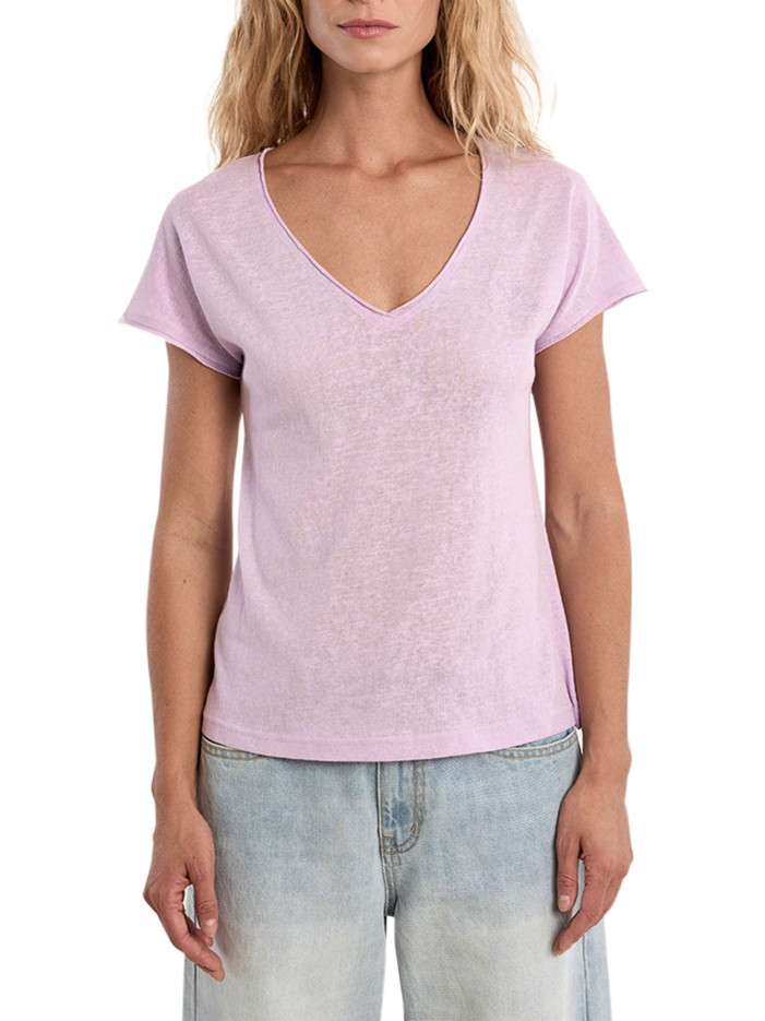 T-shirt mauve uni pourvu...