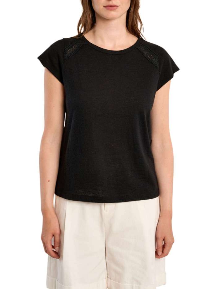 T-shirt noir uni pourvu...