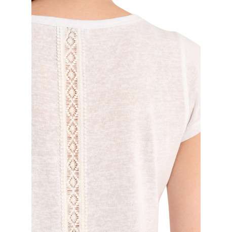 T-shirt blanc uni pourvu d'une coupe droite et d'un col rond - Image 5
