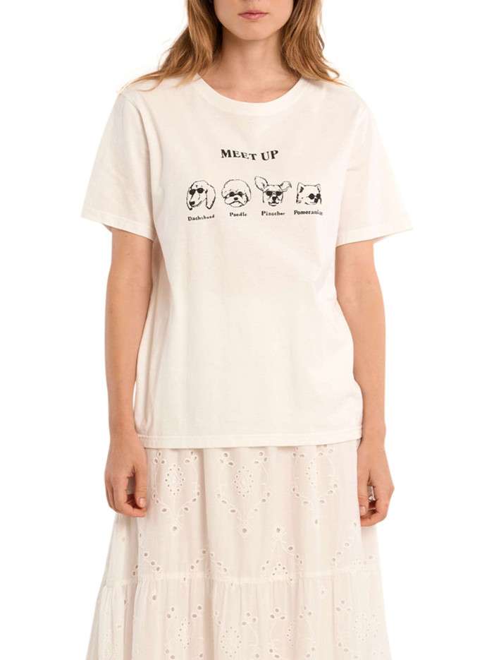 T-shirt en coton blanc uni...