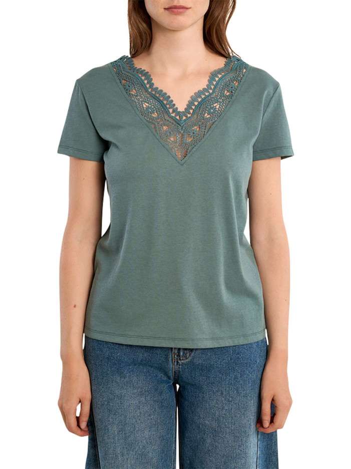 T-shirt vert uni pourvu...
