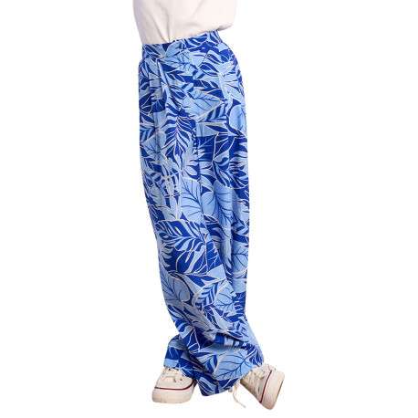 Pantalon bleu à motifs pourvu d'une coupe droite et d'une taille intermédiaire - Image 2
