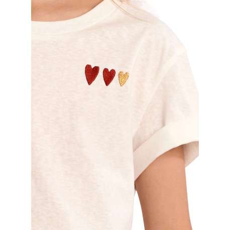 T-shirt en coton mélangé blanc uni pourvu de manches courtes - Image 5