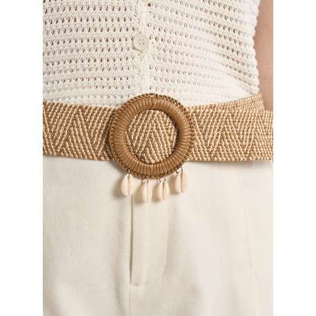 Ceinture tressée camel unie ajustable pourvue d'une boucle ronde - Image 4