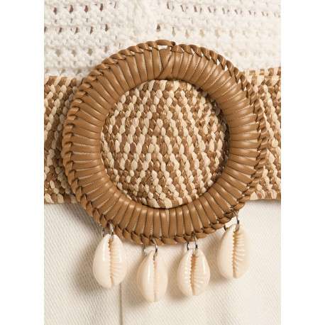 Ceinture tressée camel unie ajustable pourvue d'une boucle ronde - Image 5